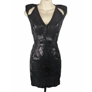 ABYSS by Abby black sequin dress S shoulder pads